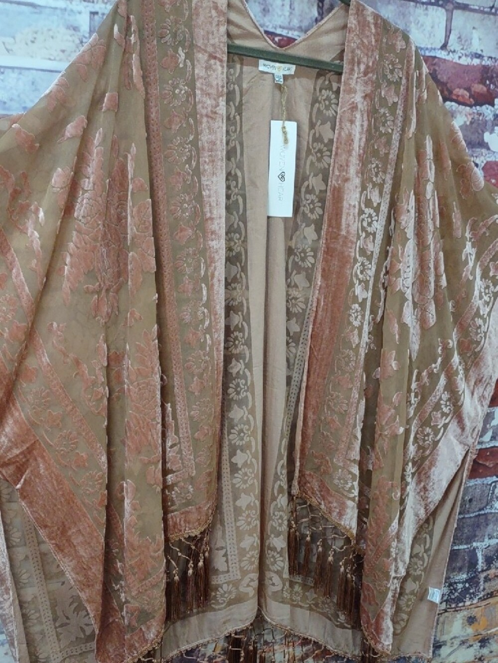 Woven Heart Sheer Burnout Velvet Kimono - Picture 11 of 14